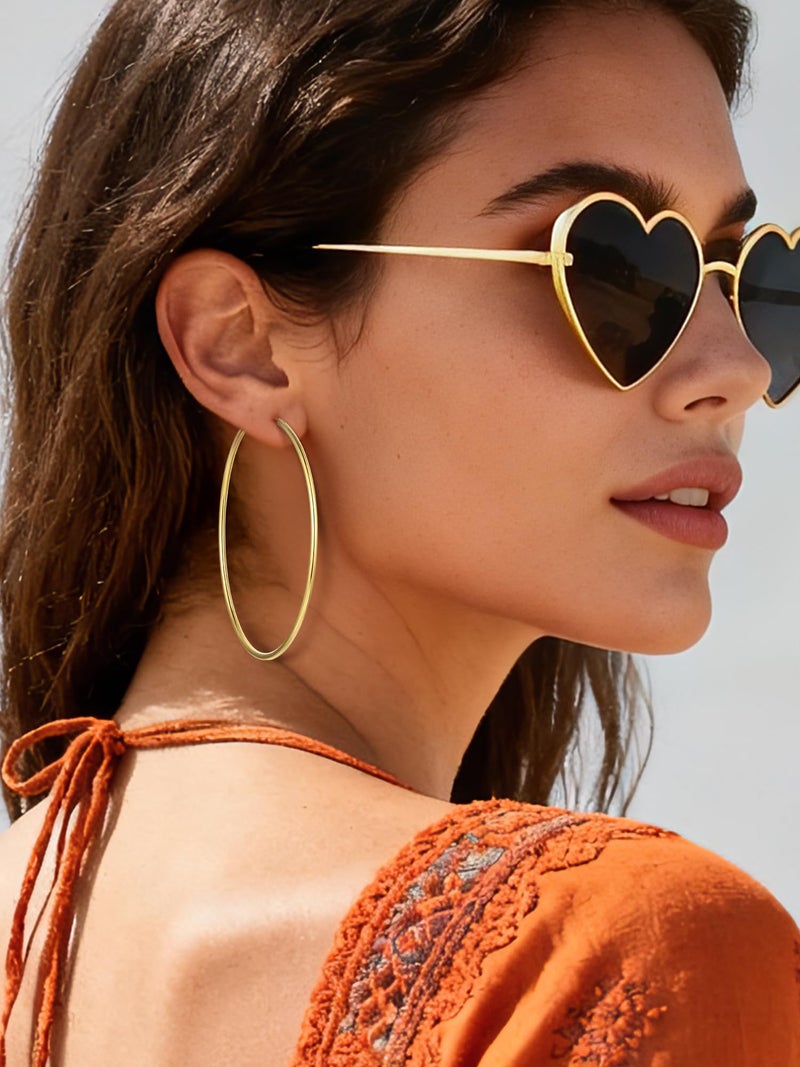 ChicSilver Large Gold Plated Silver Hoop Earrings for Women 14k Gold Hoop Earrings for Women Hypoallergenic Big Endless Hoops Earring 70MM - Image 3